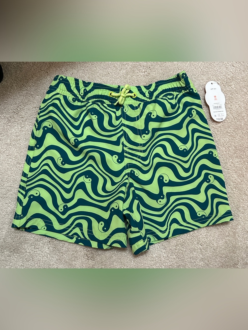 Wonder Nation Boys Green Ying Yang Swim Trunks